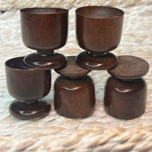 Vintage Small Wood Goblets - Set of 5